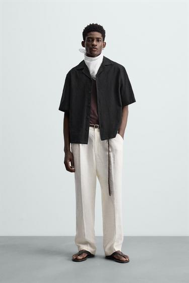 CAMISA ALGODÃO - LINHO BORDADOS - Preto da Zara - Imagem 0