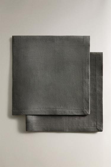 PACK SERVILLETAS LINO COLOR LISO - Gris de Zara