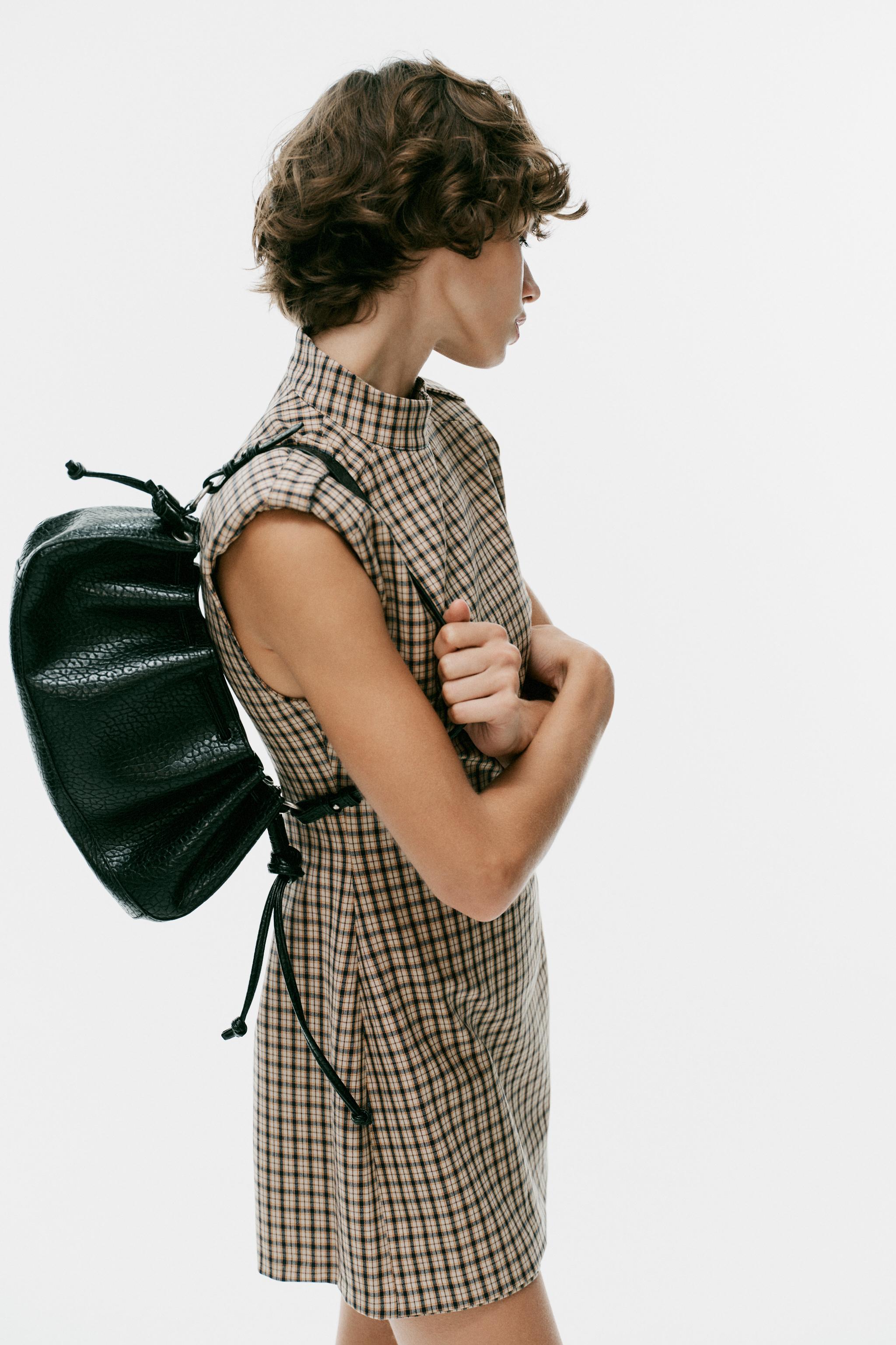 Женские комбинезоны Zara PLAID SHORT JUMPSUIT WITH LOOPS — фото 3