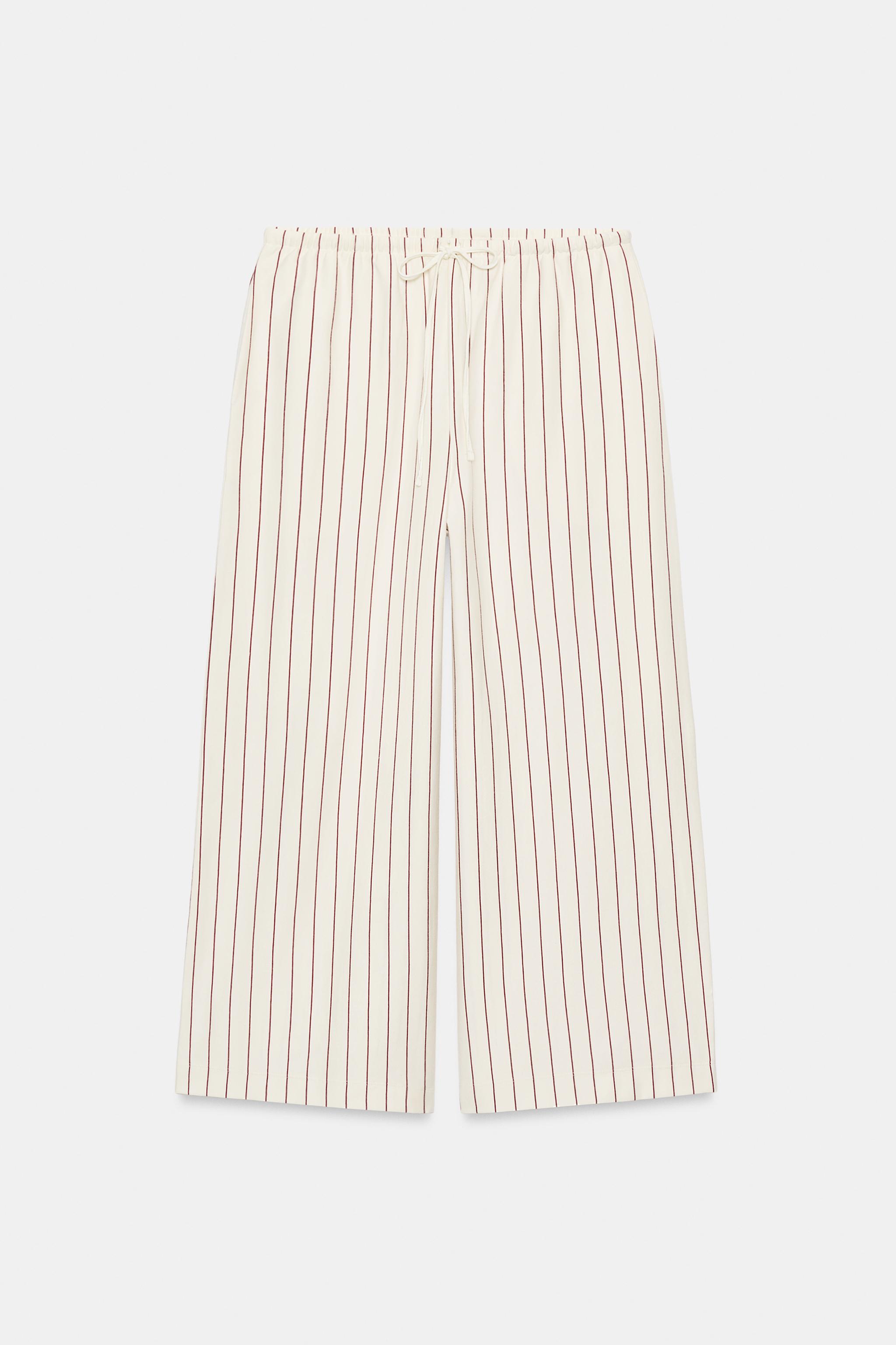 Zara Çizgili Geniş Paça Pantolon görsel 6
