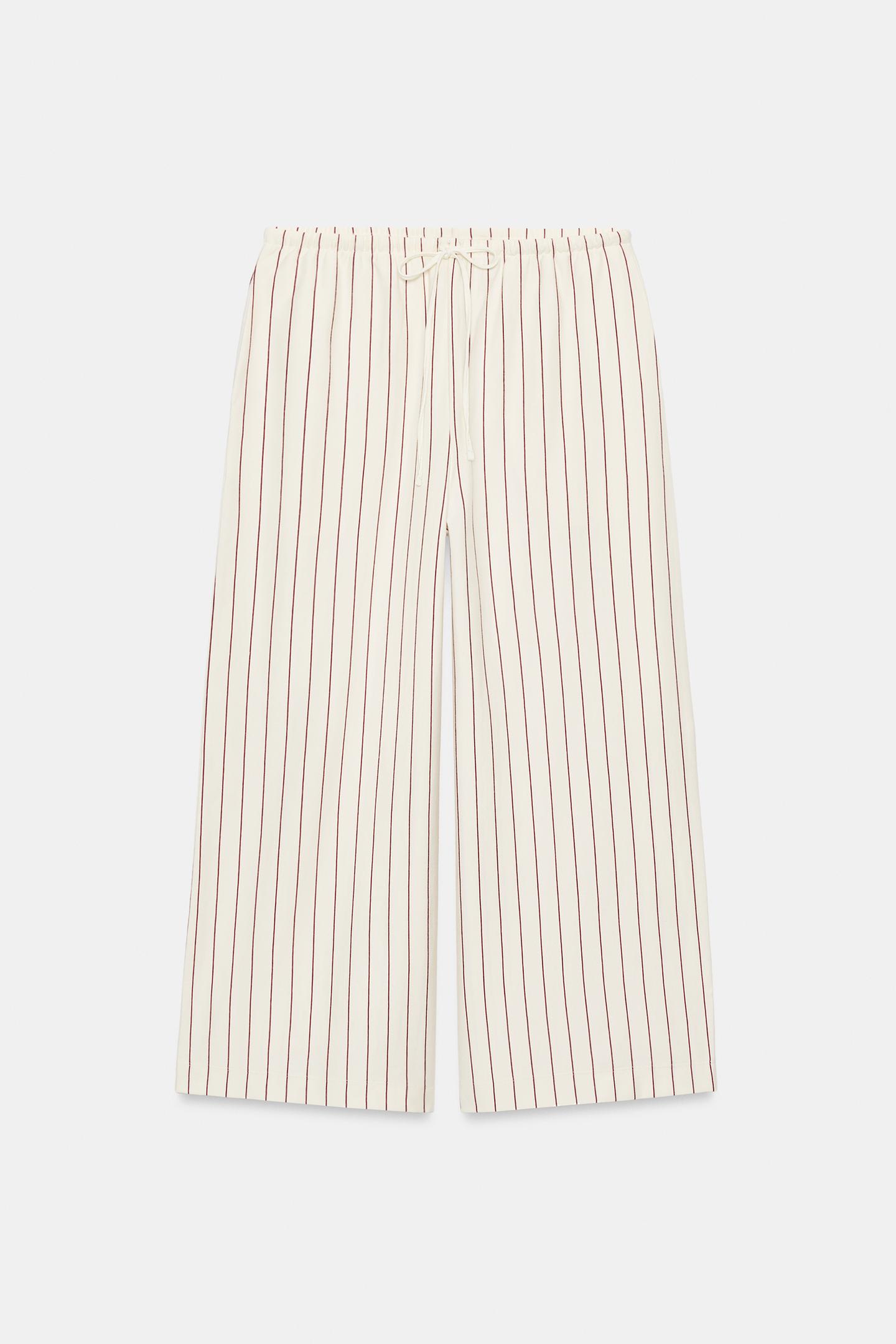 Брюки Zara Striped Wide Leg, цвет: Красный полосатый — фото 6