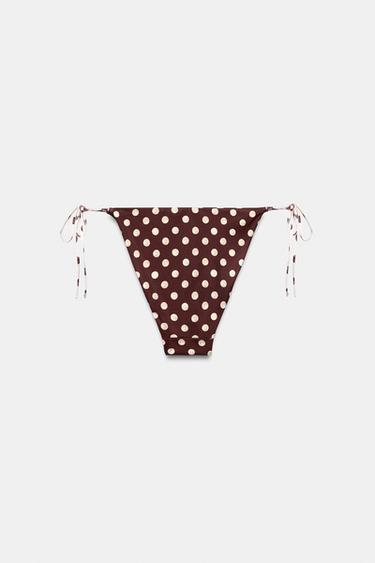 POLKA DOT PRINT BIKINI BOTTOMS - Brown by Zara - Image 3