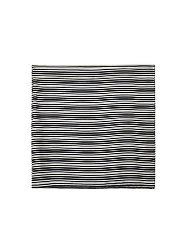 Zara 100% silk striped scarf - Navy blue - Image 0