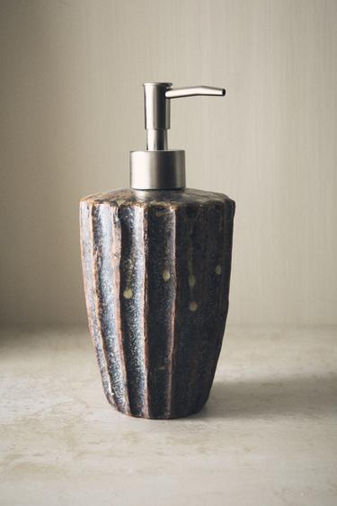 DISTRIBUTEUR SAVON TERRE CUITE RELIEF - Marron de Zara - Image 4