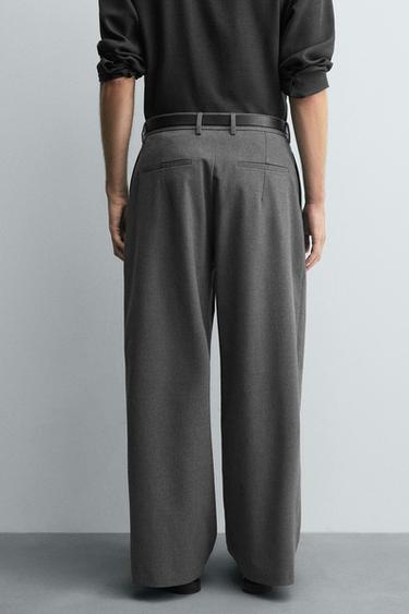 RELAXED FIT PLEATED TROUSERS - Grey by Zara - Image 2