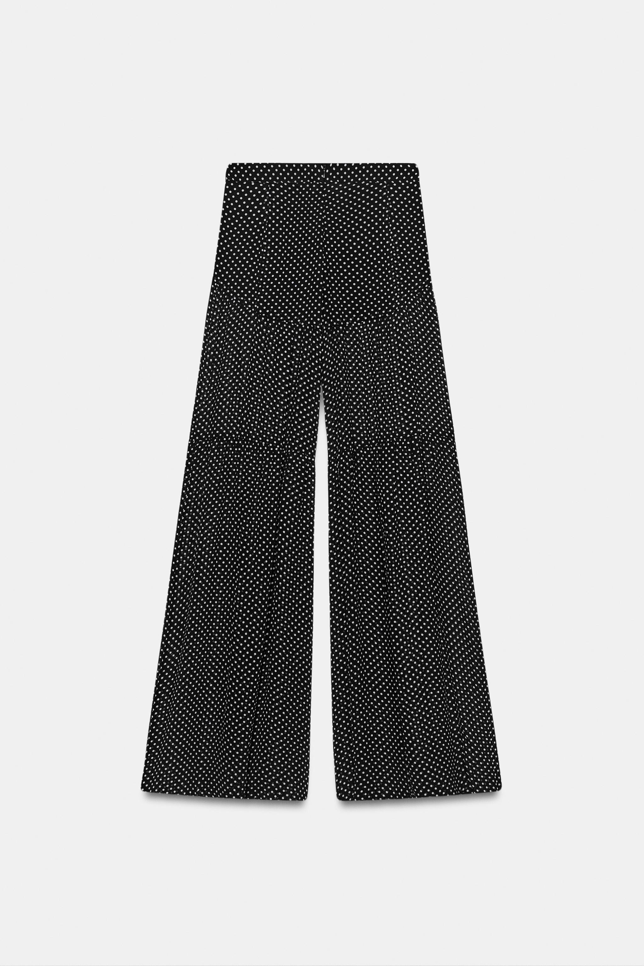 ZW COLLECTION ドット柄プリーツパンツ - ブラック/ホワイト | ZARA
