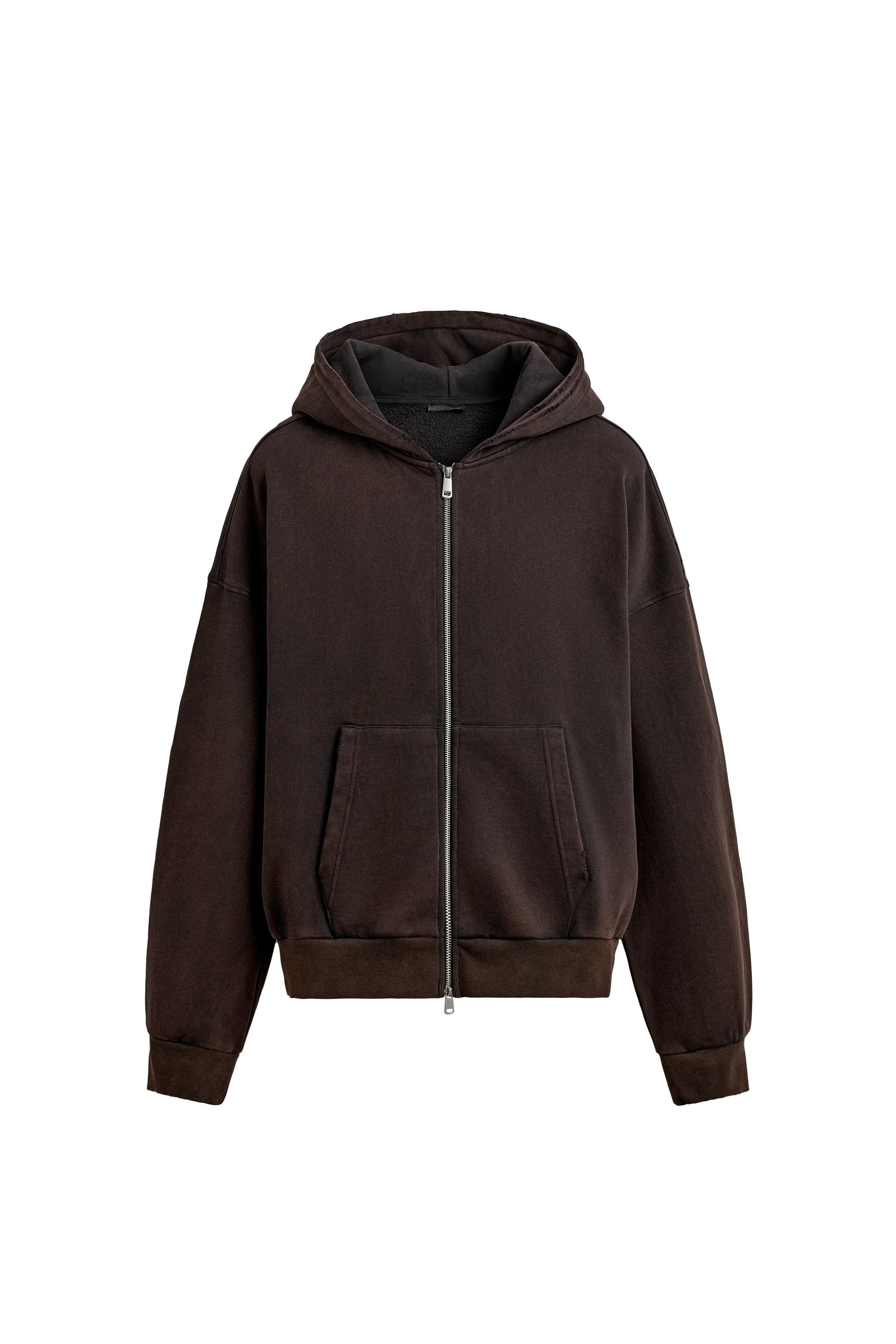 ウォッシュドジッパーフード付きスウェットシャツ - ダークエンジ