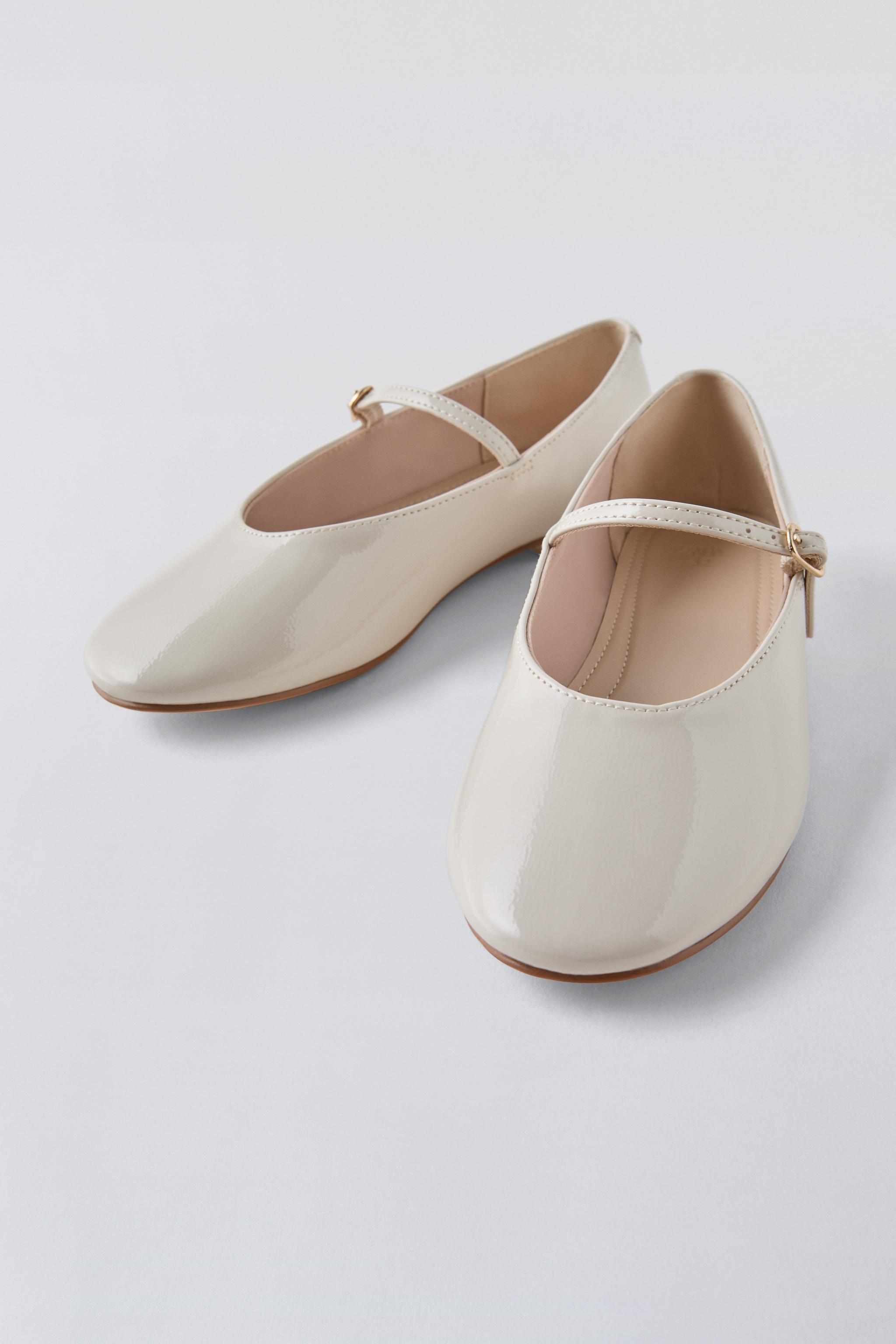 ZARA LEATHER BALLET FLATS WHITE orders