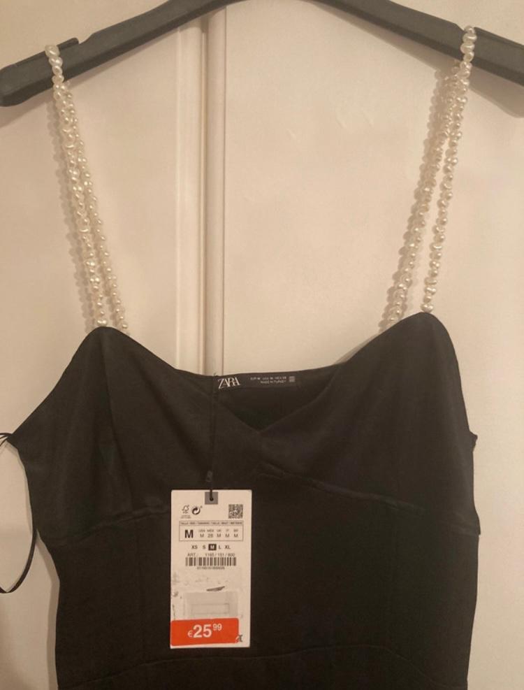 SATIN DRESS WITH FAUX PEARL STRAPS - Image 3