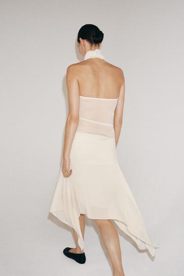 JUPE FLUIDE ASYMÉTRIQUE - Écru de Zara - Image 4
