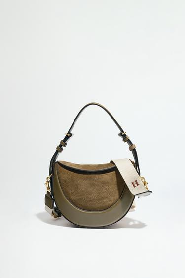 BOLSO BANDOLERA DETALLE SOLAPA PIEL - Verde de Zara