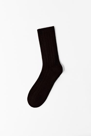 Zara BASIC RIBBED SOCKS - Chocolate