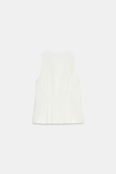 GILET À PINCES ET BASQUE - Blanc de Zara - Image 2