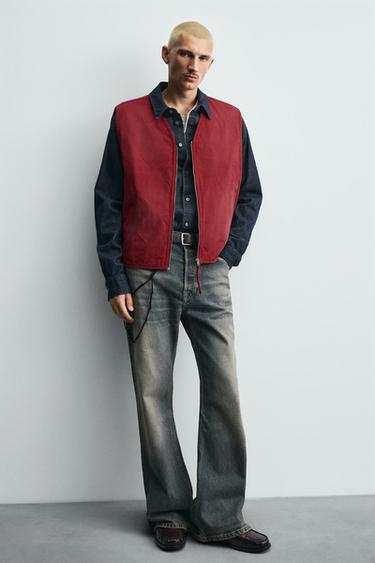 GILET MATELASSÉ DÉLAVÉ - Rouge de Zara - Image 4