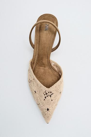 EMBROIDERED HEELED SHOES - Ecru White by Zara