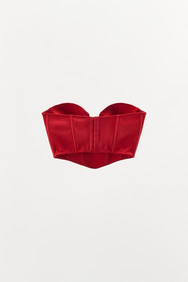 TOP CORSET À ARMATURES ET COUTURES ÉDITION LIMITÉE - Rouge de Zara - Image 4