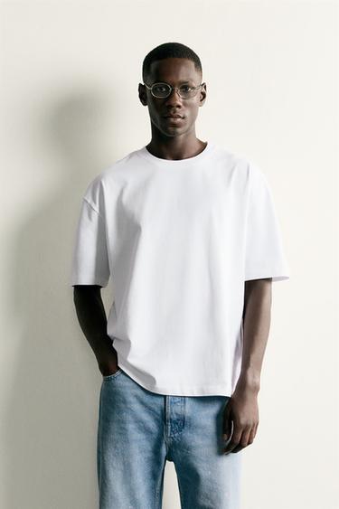 تيشرت بيزك HEAVYWEIGHT /03 - أبيض الخاص بـ Zara