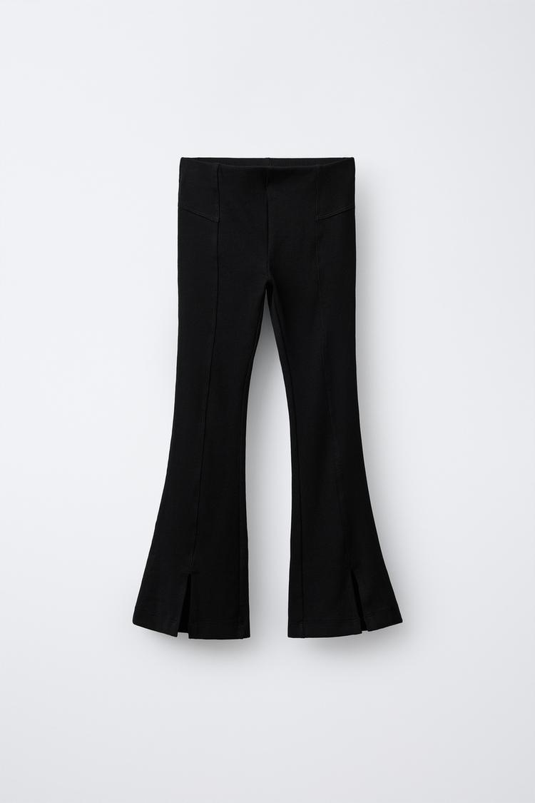 PLAIN RIBBED FLARE LEGGINGS Black ZARA Ireland - Main Image