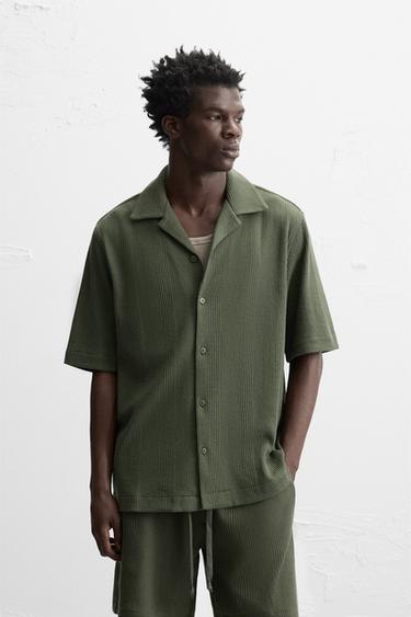 CHEMISE STRUCTURE JACQUARD - Kaki de Zara - Image 1