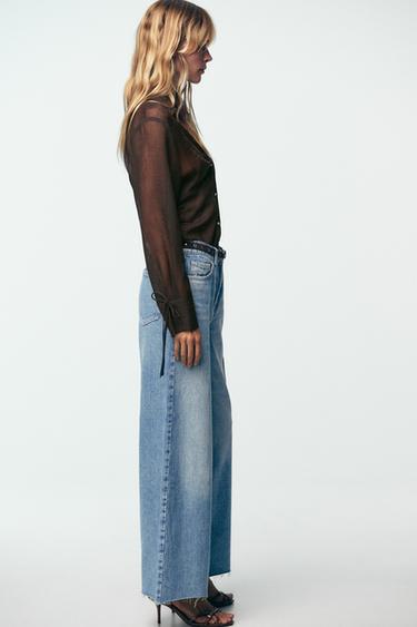 CHEMISE SEMI-TRANSPARENTE À LACETS - Marron foncé de Zara - Image 5