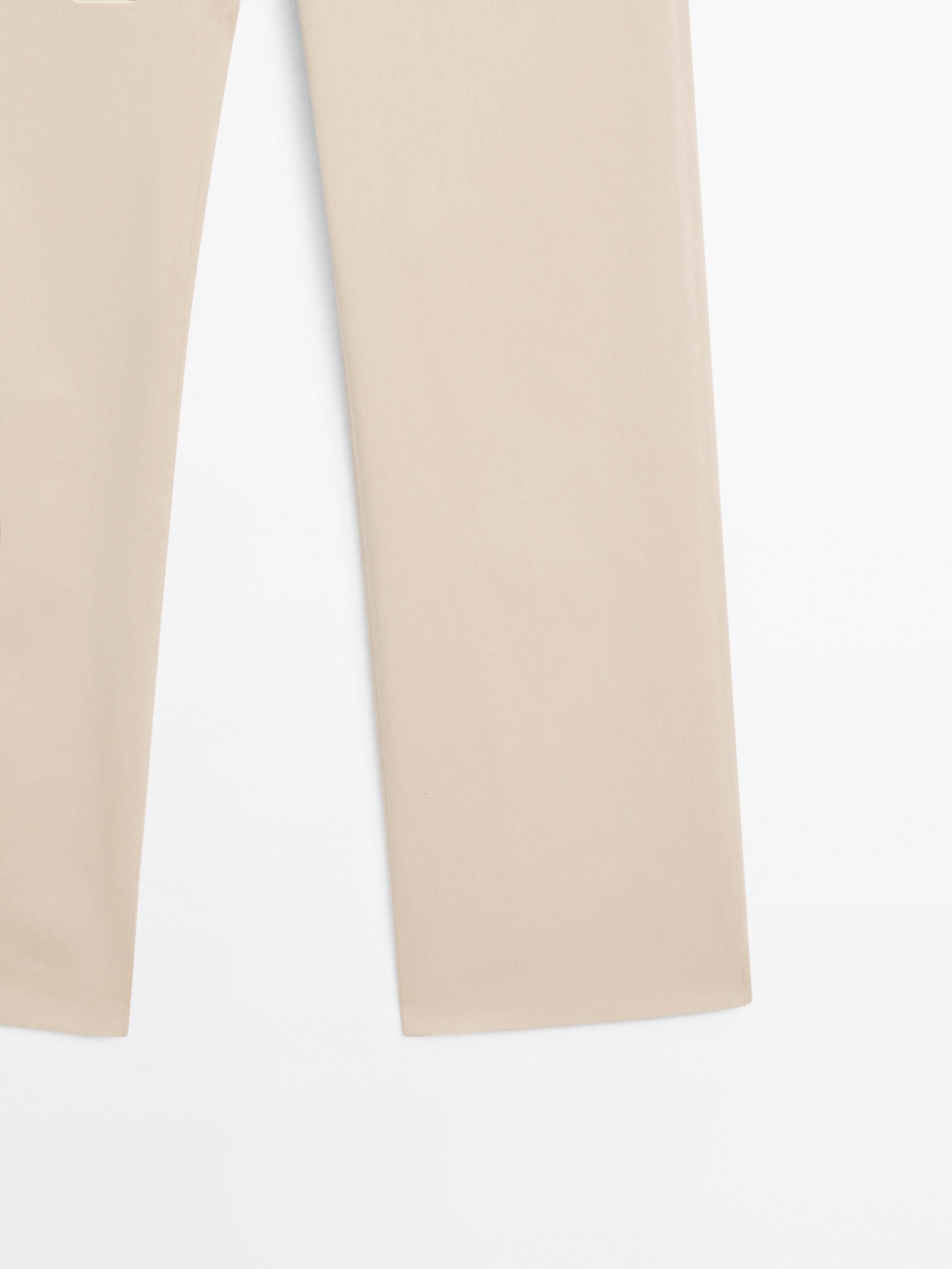 Straight-leg cotton blend trousers