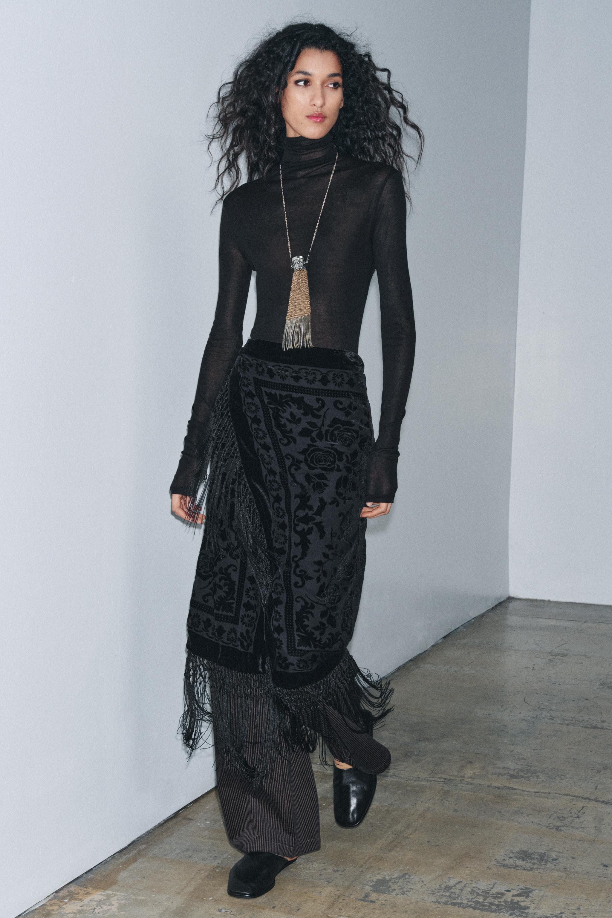 ZW COLLECTION LIMITED EDITION FRINGED VELVET SKIRT