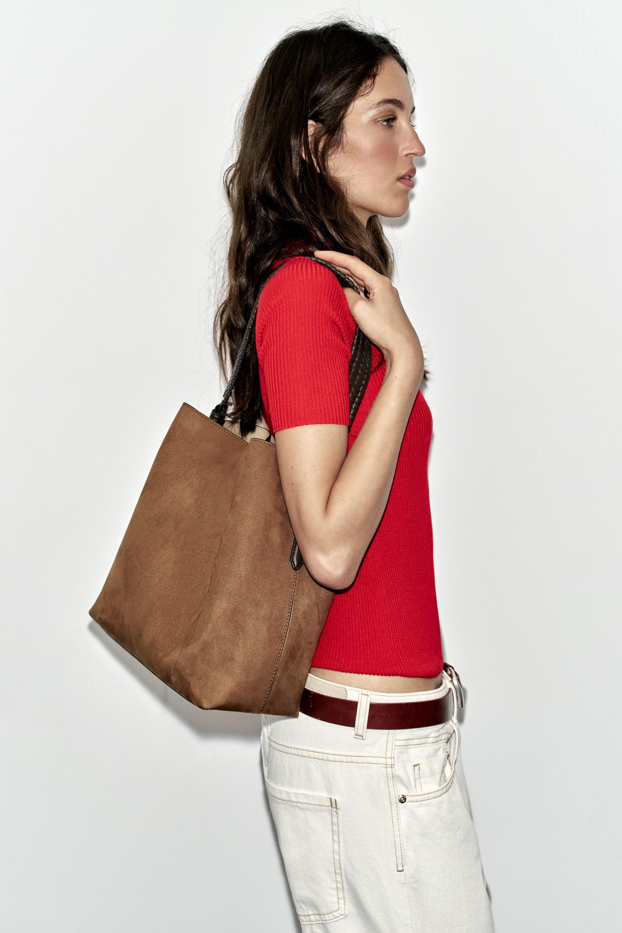 BRAIDED SHOPPER BAG — Brown