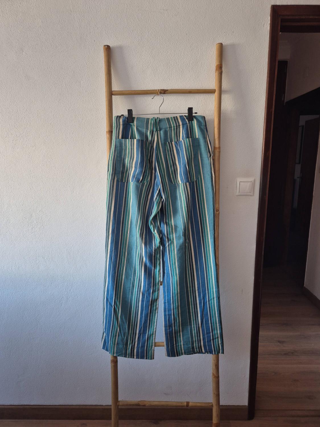 STRIPED FULL-LENGTH LINEN-BLEND TROUSERS - Image 2