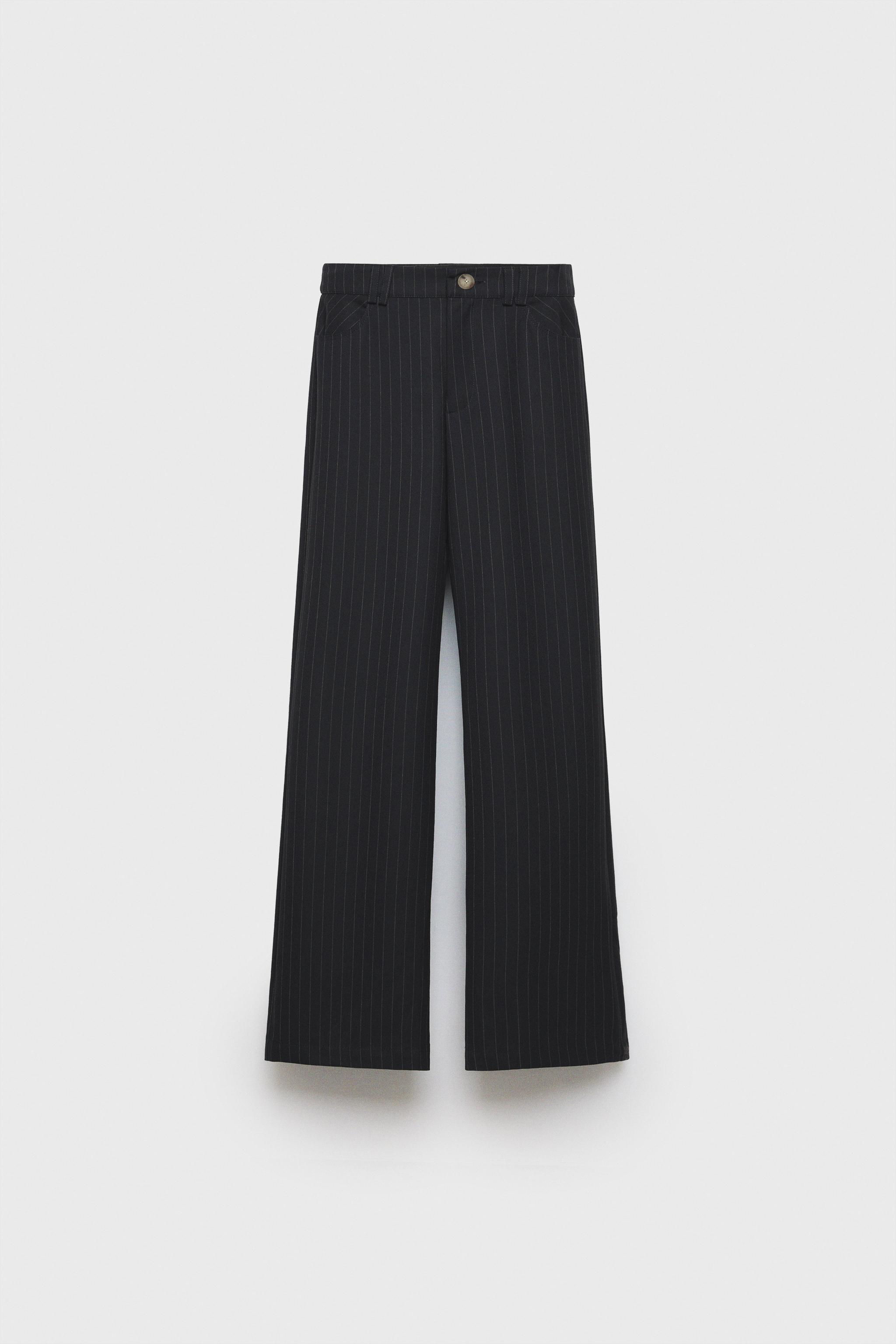 Z3D WIDE LEG PINSTRIPE TROUSERS Navy blue ZARA United Kingdom