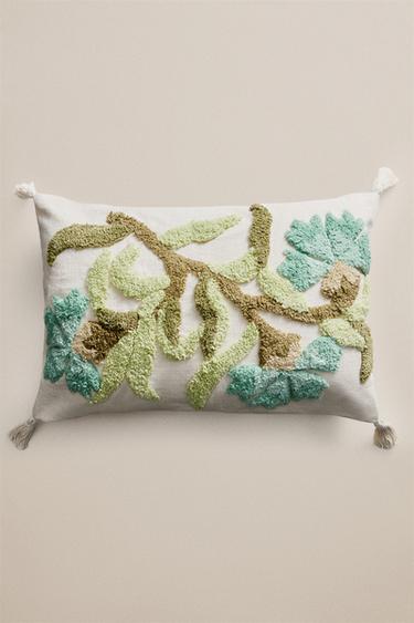 TUFTING THROW PILLOW COVER — Turquoise 1