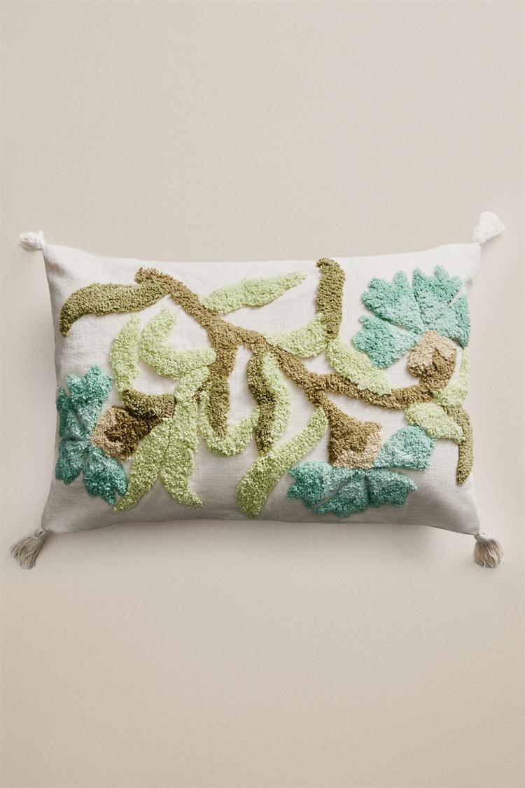 TUFTING THROW PILLOW COVER — Turquoise