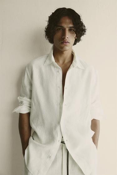 100% LINEN REGULAR FIT SHIRT - White by Zara