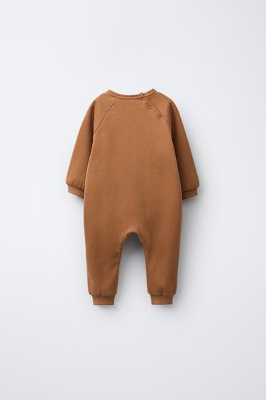 EMBROIDERED BEAR JUMPSUIT - Caramel by Zara - Image 1
