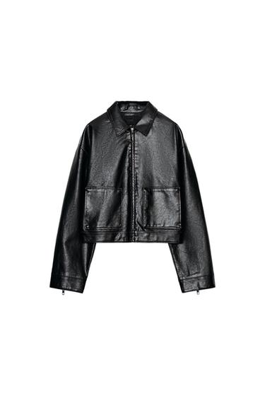 CAZADORA EFECTO PIEL - Negro de Zara