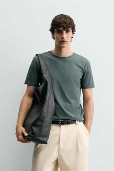 BASIC SLIM FIT T-SHIRT - Blue / Grey by Zara