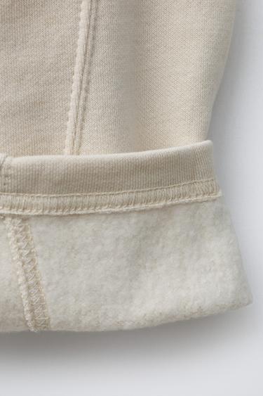 PANTALON EN MOLLETON BARREL ÉTIQUETTE - Écru de Zara - Image 3