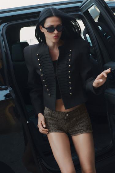 Zara TRF ANIMAL PRINT MINI DENIM SHORTS - only one