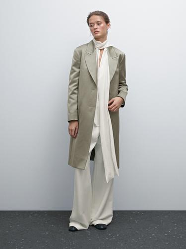 Zara Long satin coat - Studio - Light green - Image 0