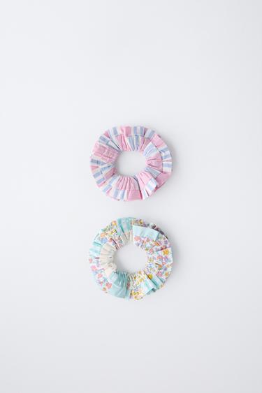 2-PACK OF PATCHWORK AND STRIPE SCRUNCHIES - Pink by Zara