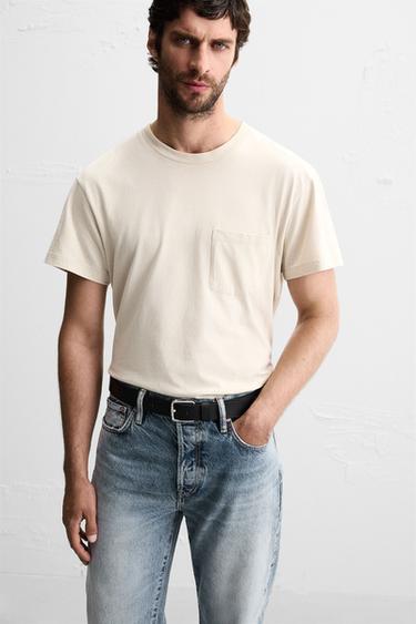 CEINTURE EN CUIR SURPIQUÉE - Noir de Zara - Image 1