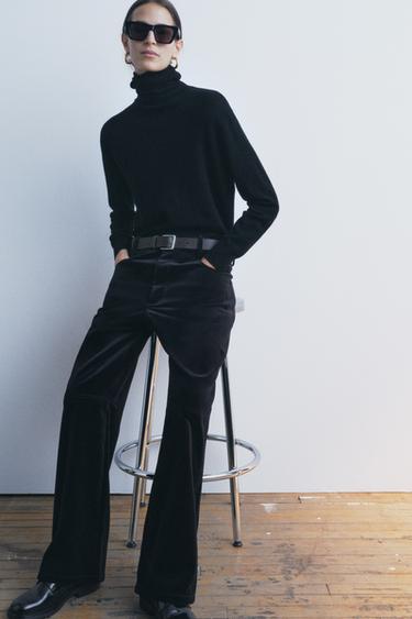 ZW COLLECTION STRAIGHT-FIT VELVET TROUSERS - Black by Zara - Image 0