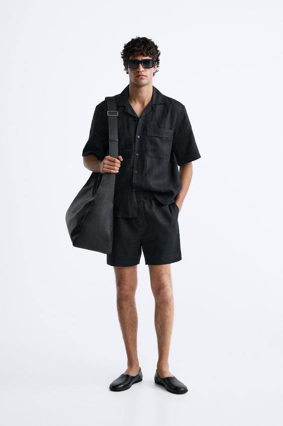 100% LINEN BERMUDA SHORTS - Black | ZARA United Kingdom