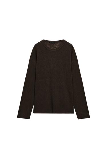 CAMISETA RÚSTICA MANGA LARGA - Marrón oscuro de Zara