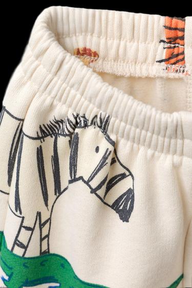 CONJUNTO JOGGING SUDADERA Y PANTALÓN JOGGER ESTAMPADO ANIMALES - Hielo de Zara