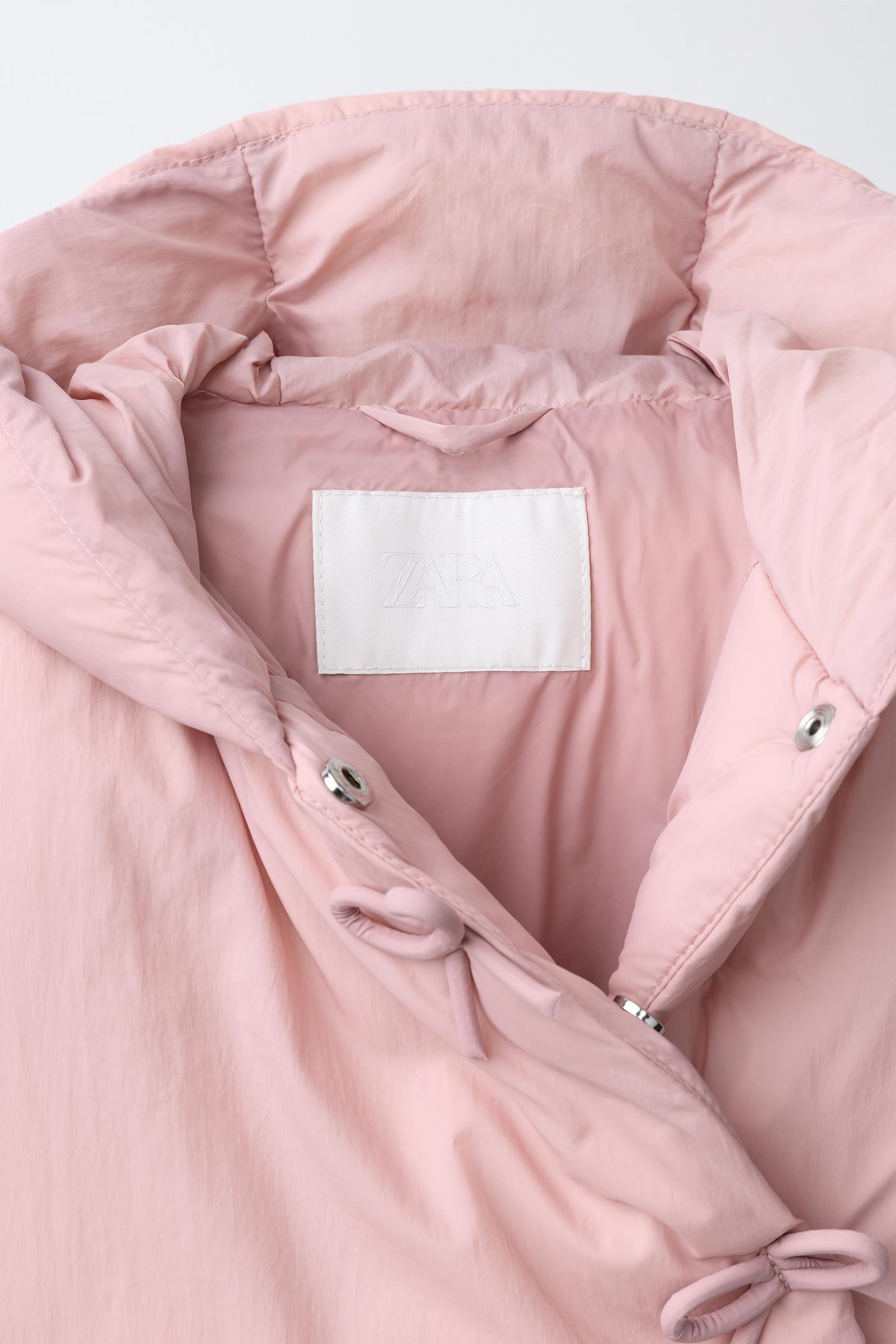 Детская куртка Zara Water Repellent Nylon Bow, цвет: Розовый — фото 3