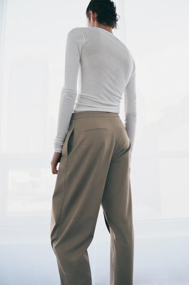 ZW COLLECTION WRAP FRONT TROUSERS - camel by Zara - Image 3