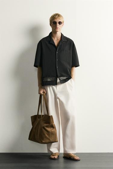 RELAXED FIT SHIRT WITH CONTRAST TRIM - Black by Zara