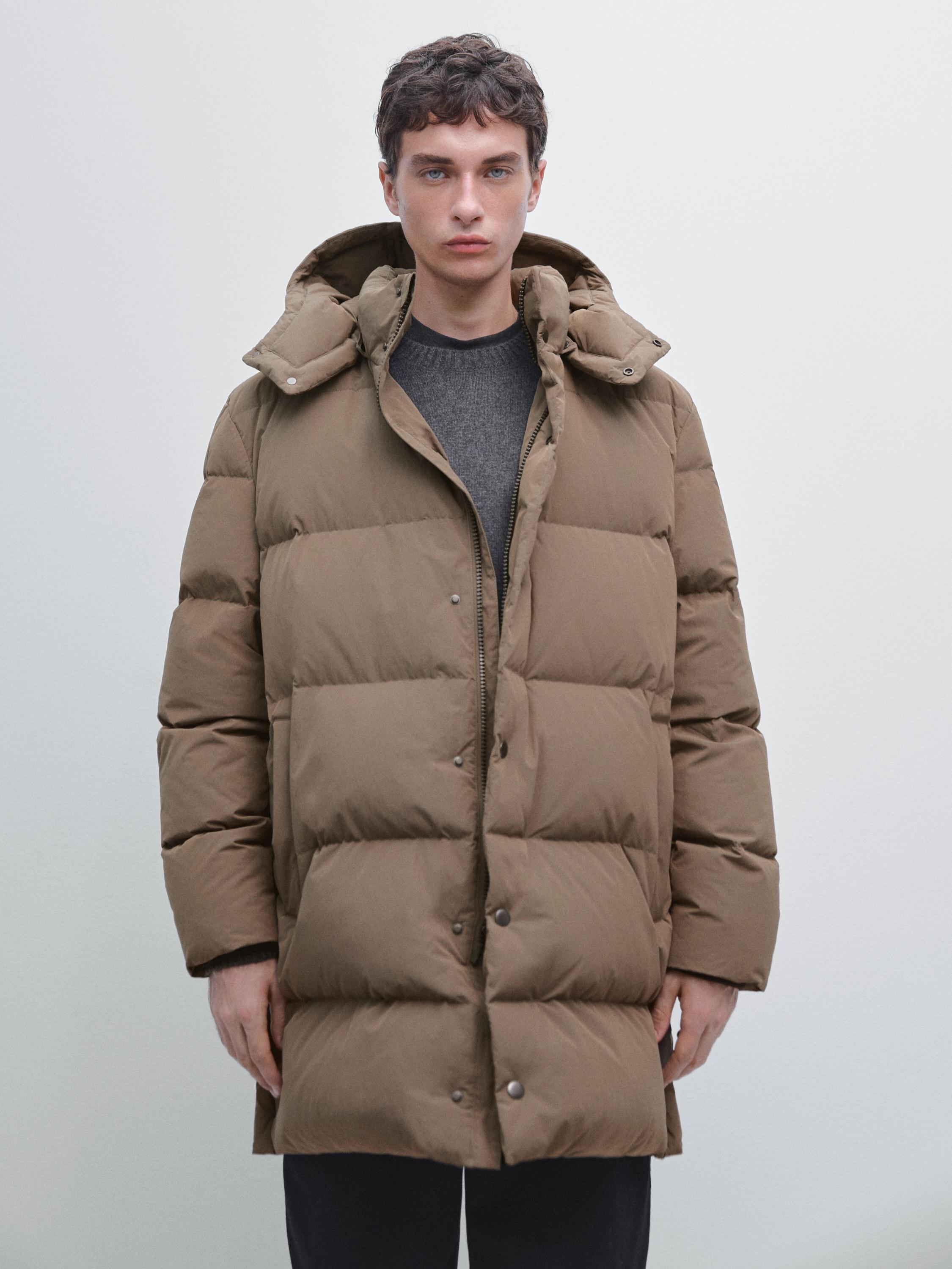 Long water-repellent down puffer jacket