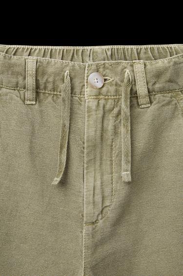 GERADE GESCHNITTENE HOSE AUS BAUMWOLLE UND LEINEN - Hellgrün von Zara