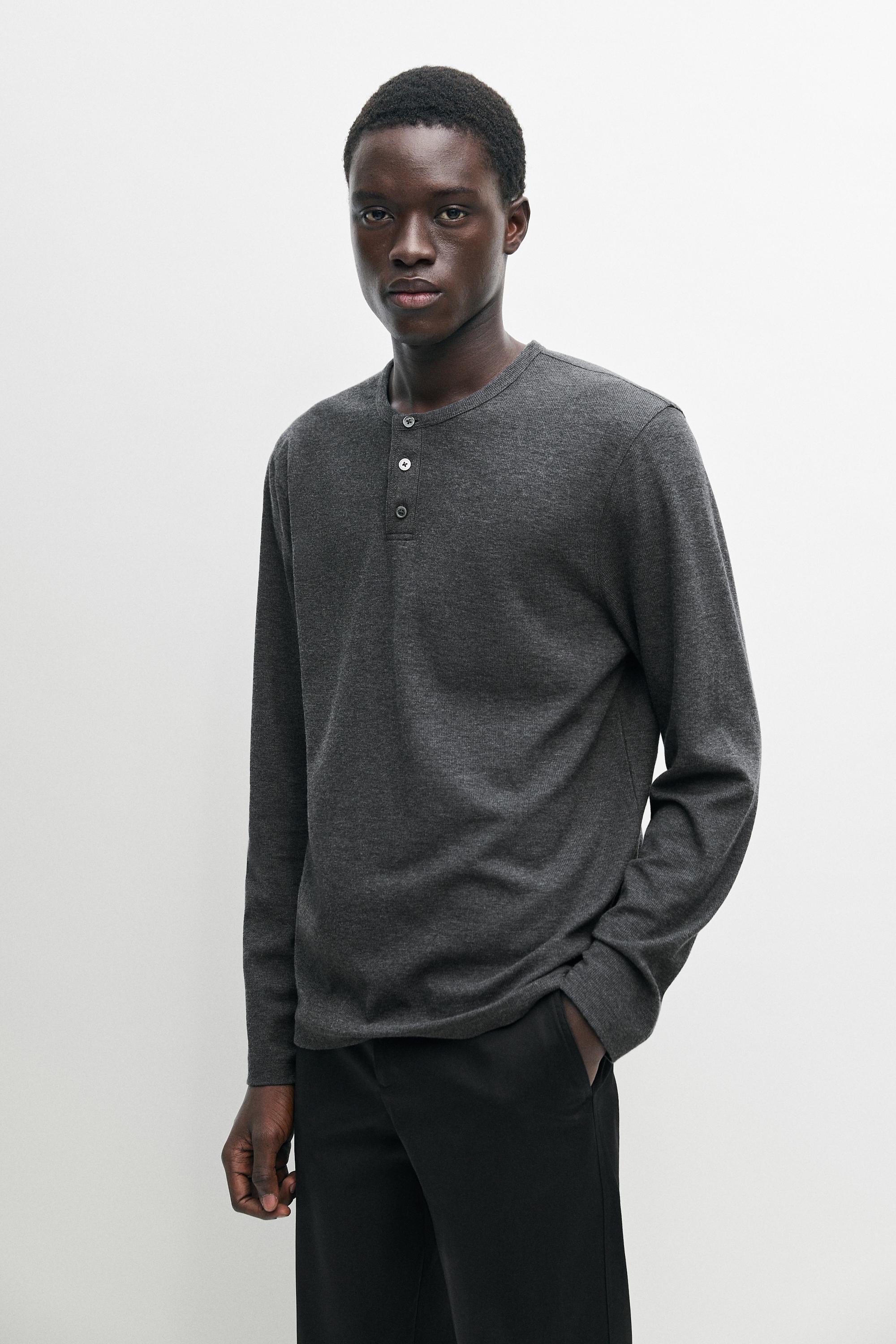 Cotton blend henley T-shirt